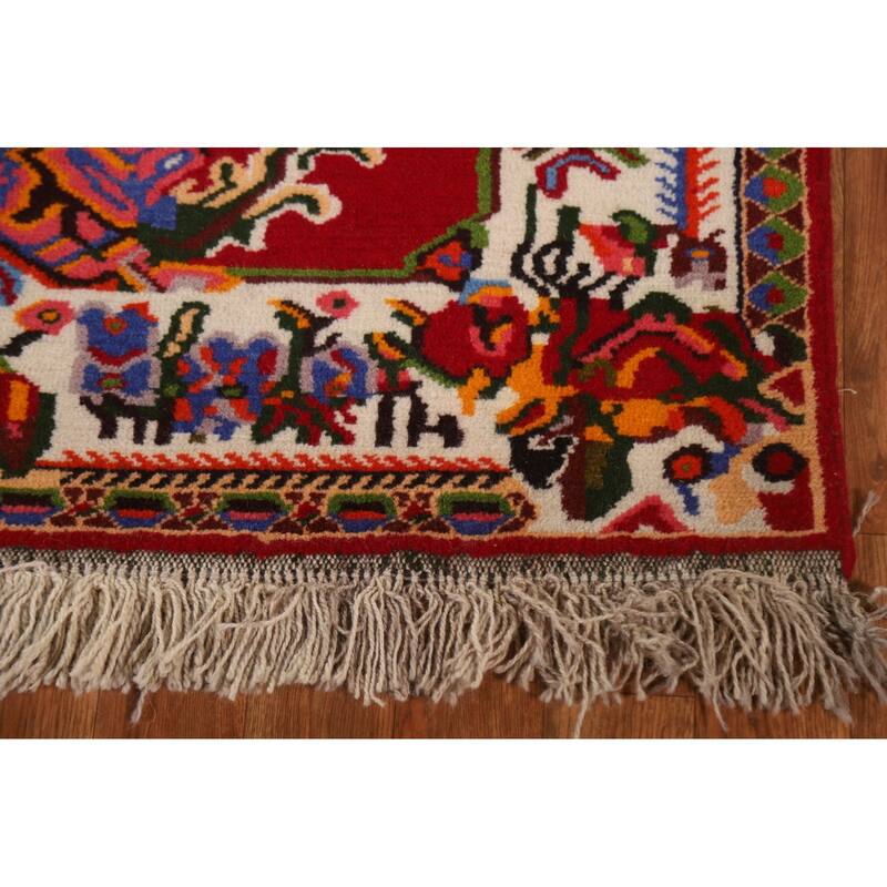 Hand Knotted Oriental 100% Wool Carpet Traditional Floral Red Bakhtiari Area Rug - 4' 6'' X 3' 5''