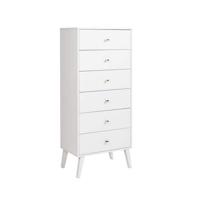 Prepac Milo Mid-Century Modern 6 Drawer Dresser, Tall Chest of Drawers, Retro Bedroom Furniture, Lingerie Dresser