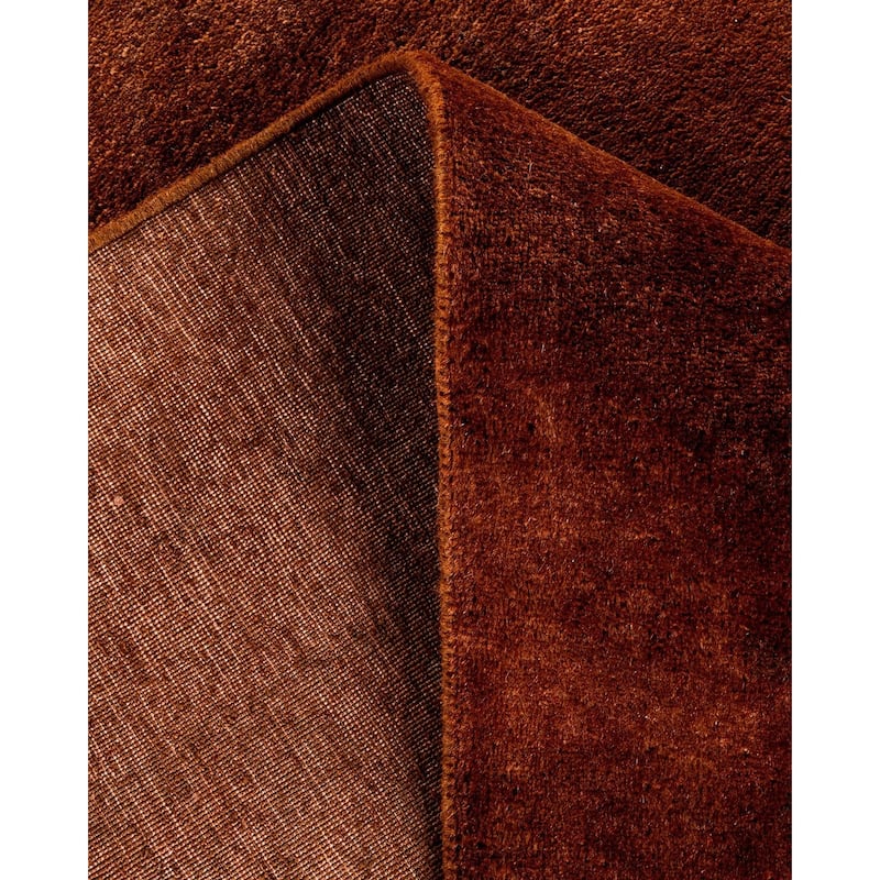 Overton Hand Knotted Wool Vintage Inspired Modern Contemporary Overdyed Brown Area Rug - 9' 3" x 12' 6"