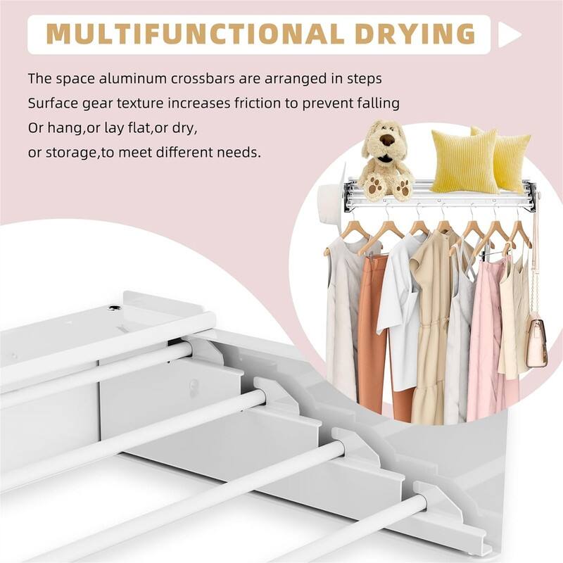 Upgraded Wall Drying Rack - 23.6" Wide, 60 lb Capacity