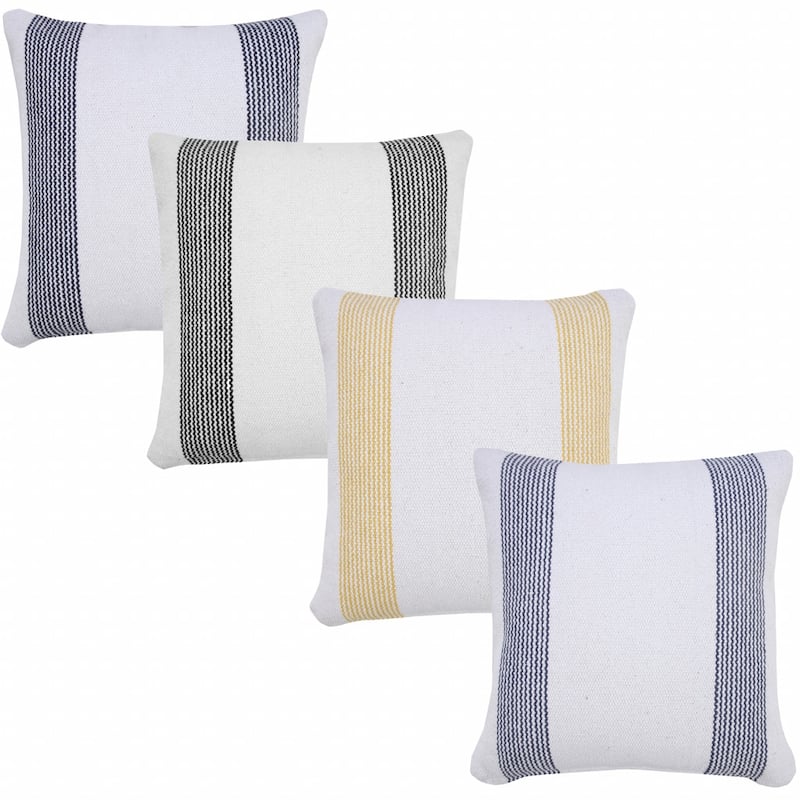 HomeRoots 20" X 20" Pale Blue And White 100% Cotton Geometric Zippered Pillow
