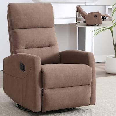 Manual Recliner Chair for Adults, 360° Swivel Rocker Fabric Recliner w/Square Arms & Cushion Back, Nursery Chairs, for Bedroom