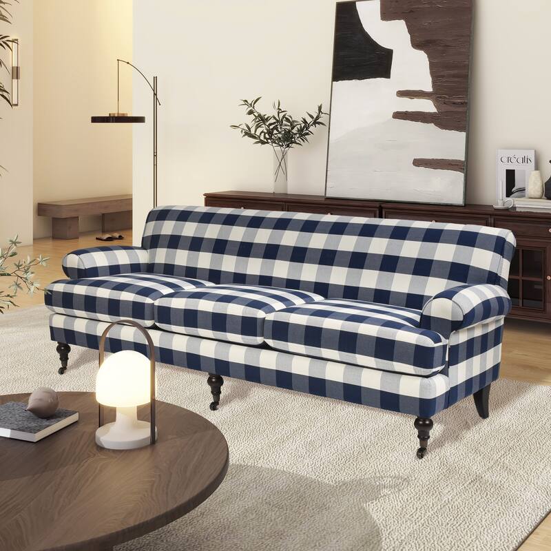 Alana Lawson 88 Inch Living Room Sofa – Three Cushion Couch with Rolled Arms and Tight Back – Minimal Assembly Required