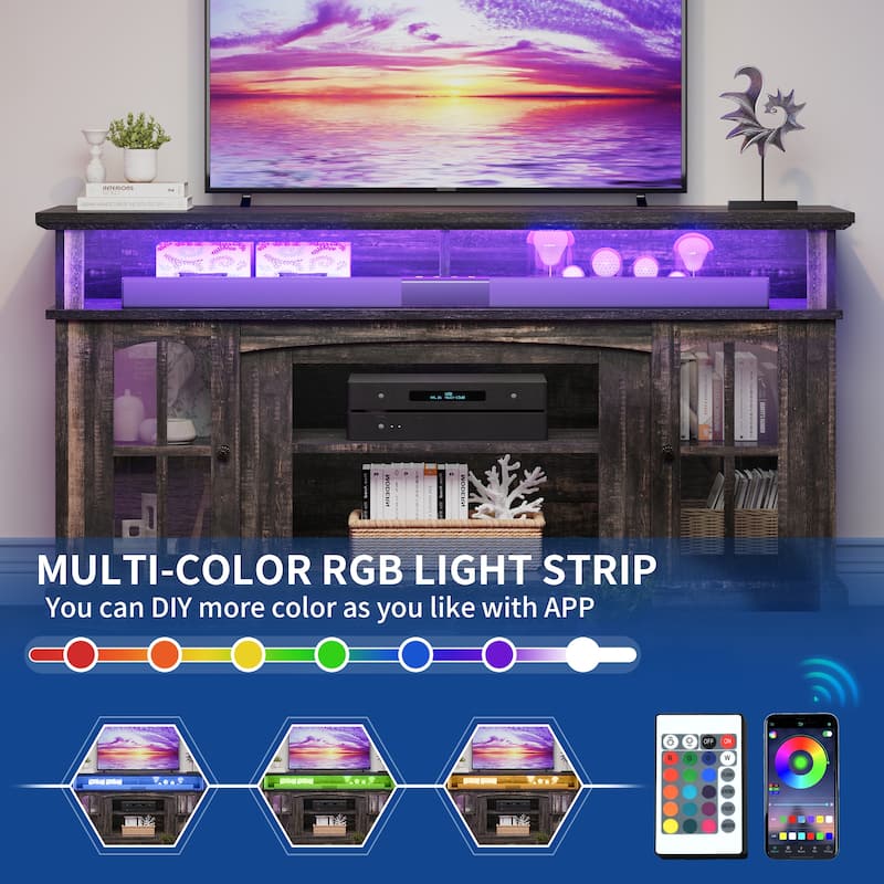 Moasis 58" Highboy TV Stand Farmhouse Entertainment Center Media Console for TV up to 65" - 58 inches