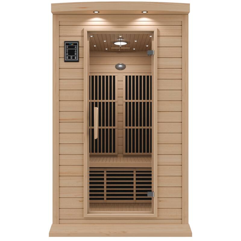 SaunaSpa 2-Person 1.8KW Carbon FAR Infrared Infrared Hemlock Wooden Indoor Home Sauna Room with LED Touch Control Panel - Wood
