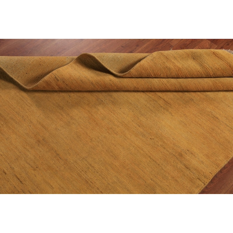 Gold Gabbeh Modern Rug Hand-Knotted Wool Carpet - 4'0" x 6'1"