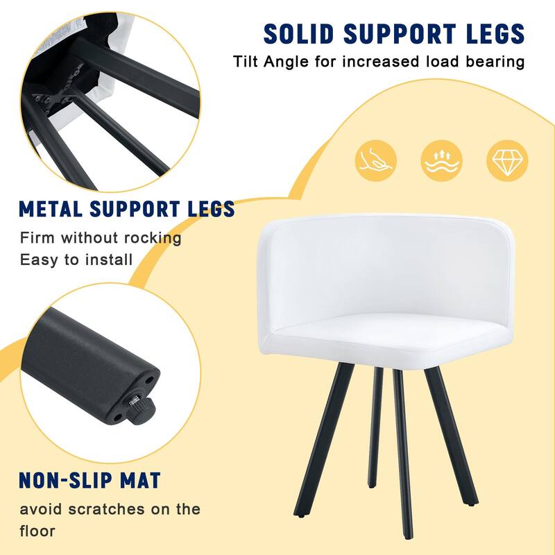 Stylish White Modern PU Material Six-Chair Set Two Designs, Unified Aesthetics