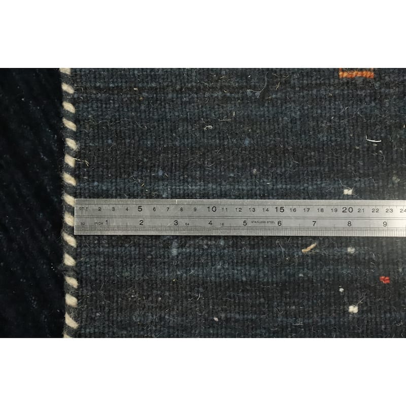 Hand Knotted Oriental 100% Wool Carpet Tribal Animal Pictorial Navy Blue & Blues Gabbeh Area Rug - 9' 8'' X 8' 3''
