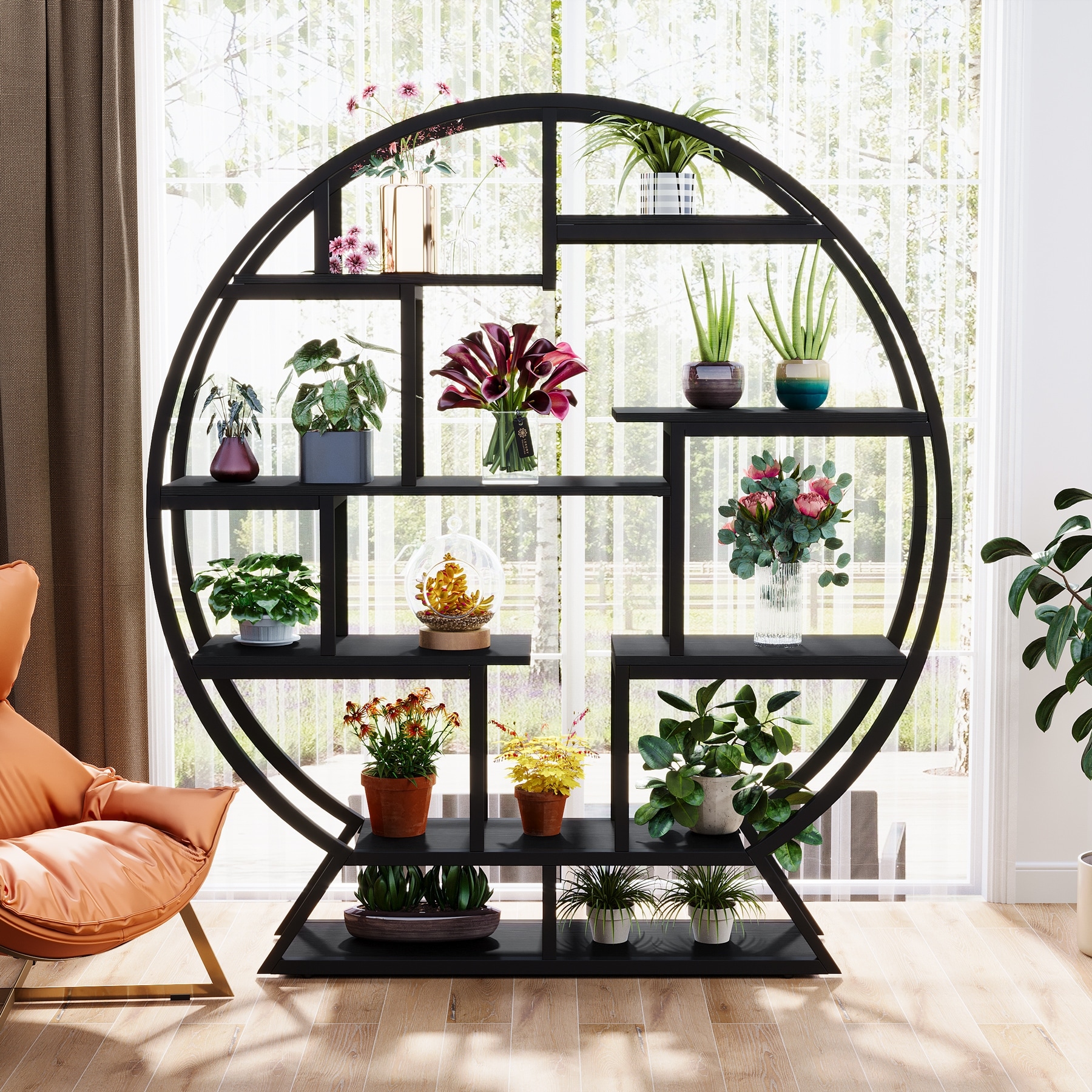Industrial-Round-Plant-Stand,-