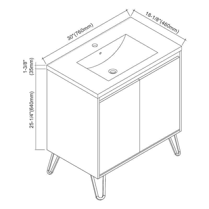 Kennan 30" Single Bathroom Vanity Set with V Legs
