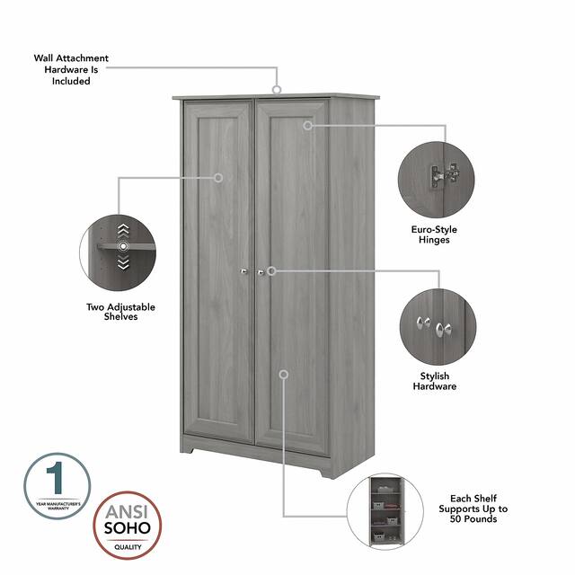 Cabot Espresso Oak Tall Storage Cabinet with Doors