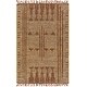 preview thumbnail 2 of 2, Amavida Handmade Jute & Leather Global Area Rug 2' x 3' - Brown/Mustard