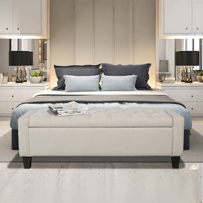 Porthos Home Wren Fabric Button Tufted Storage Bench