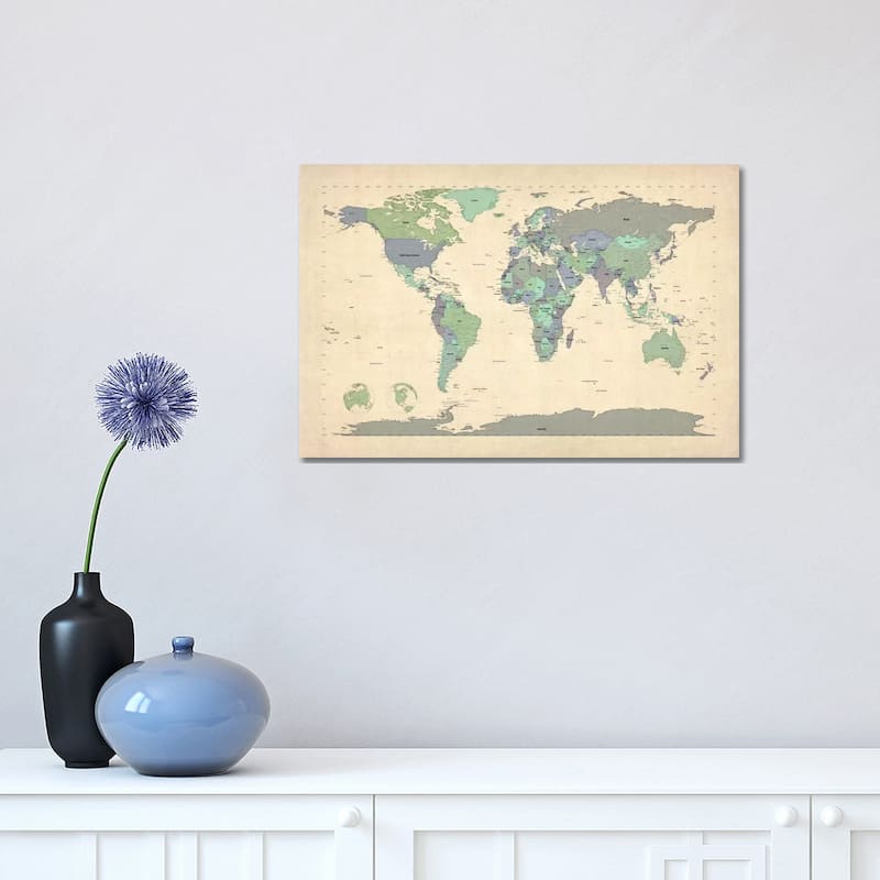 iCanvas "Map of The World VI" by Michael Tompsett Canvas Print - 12x18x1.5