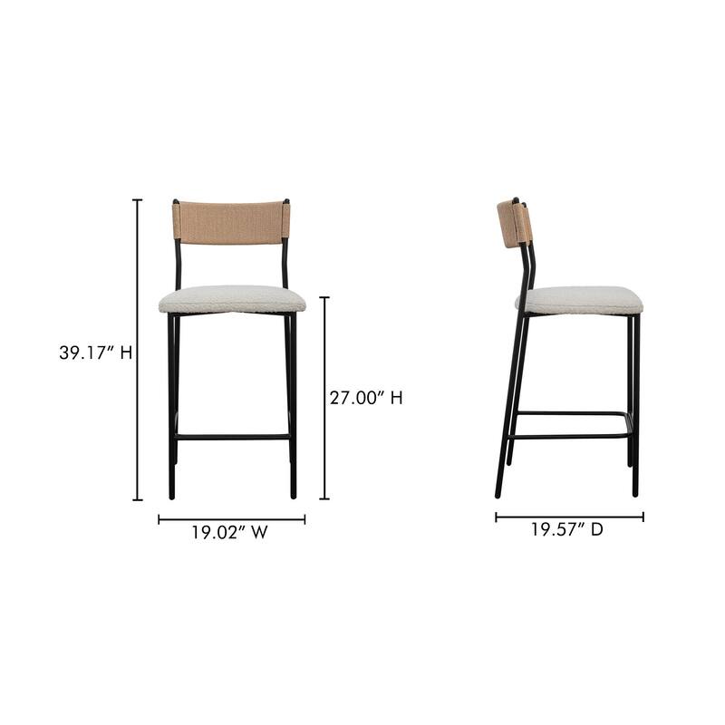 NADAAL STUDIOS Quinn, Counter Stool With Performance Fabric - 19.02"W x19.57"D x39.17"H
