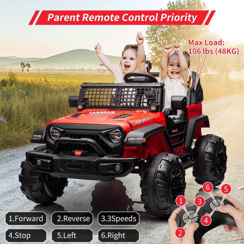 24V 9Ah Kids Ride-On 2-Seater Electric Car with Remote Control for Kids 3+