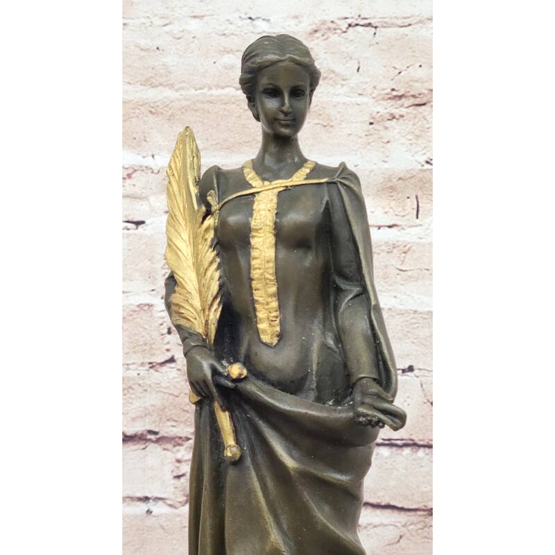 J. Kassin Bronze Woman With Gilded Palm – Elegant Figurative Sculpture