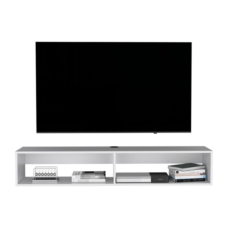 Modern Wall-Mounted TV Console with Dual Shelves & Cable Management, Ideal for Small Spaces