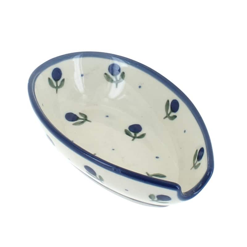 Blue Rose Polish Pottery 381 Ceramika Artystyczna Small Spoon Rest