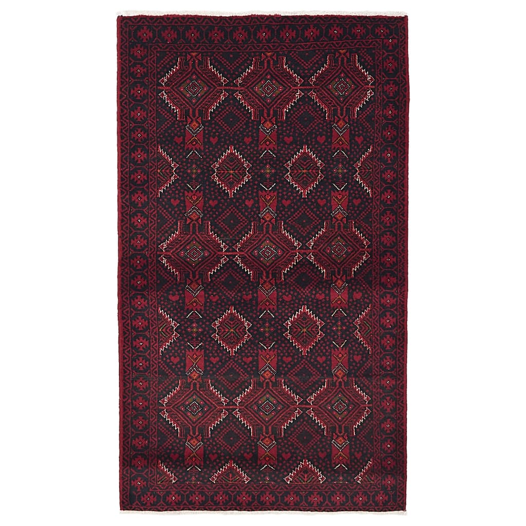 ECARPETGALLERY Hand-knotted Teimani Black, Red Wool Rug - 3'5 x 6'1