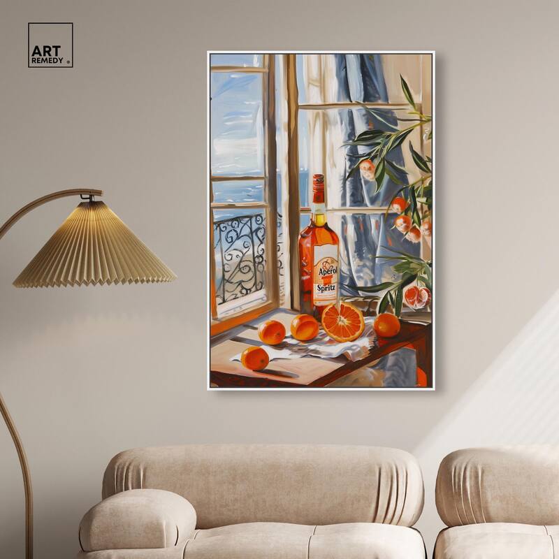 Orange Aperol by the Sea Canvas by Art Remedy