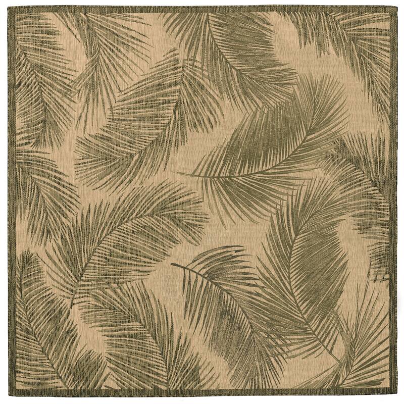 Liora Manne Carmel Fronds Indoor/Outdoor Rug - 7'10" Square - Green