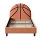 preview thumbnail 4 of 6, Orange Wood Frame Twin Platform Bed with Headboard