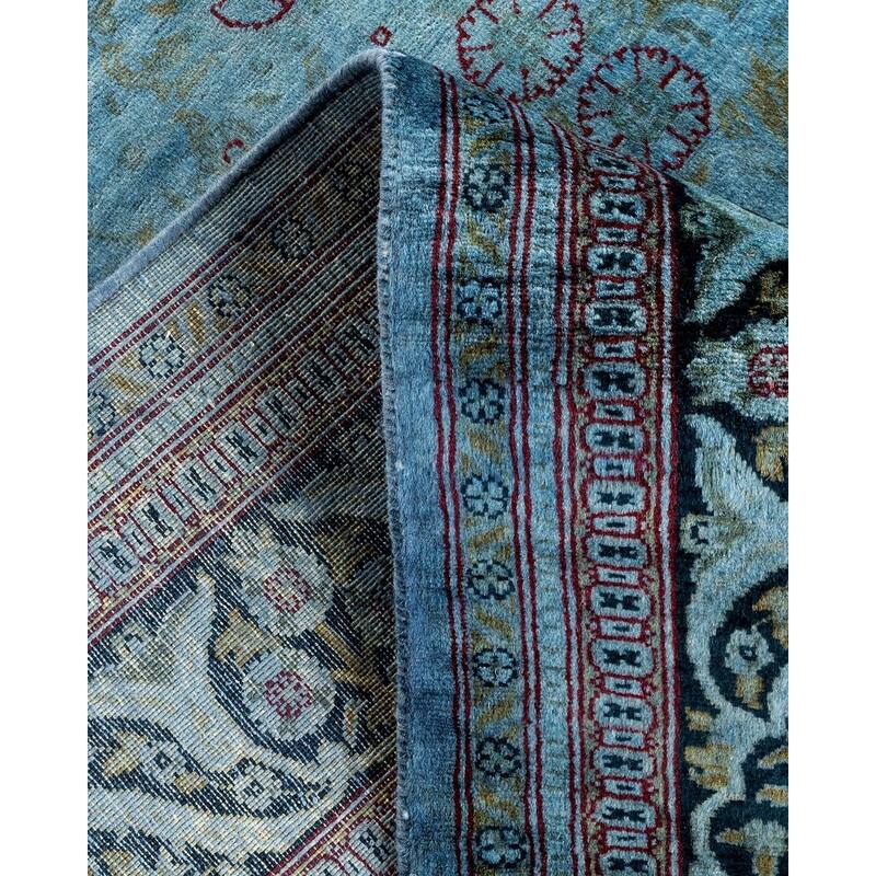 Overton Hand Knotted Wool Vintage Inspired Modern Contemporary Overdyed Blue Area Rug - 4' 2" x 6' 2"