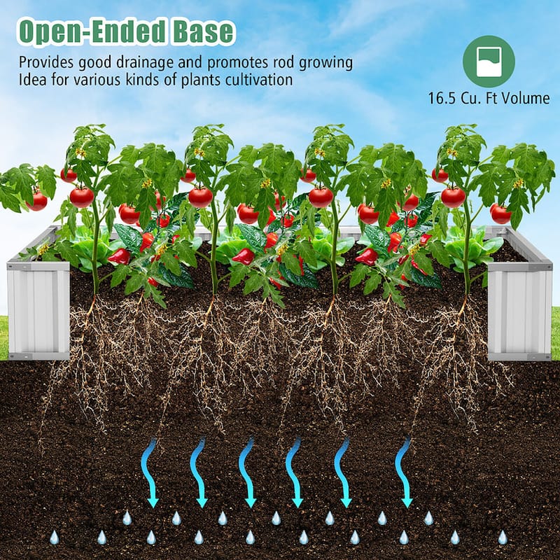 Gymax 69'' x 36'' x 28'' Galvanized Raised Garden Bed w/ Cover Roll-up
