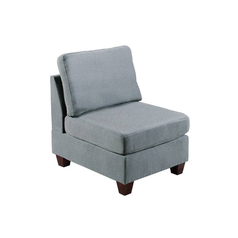 Living Room Furniture Armless Chair Grey Linen Like Fabric 1pc Cushion Armless Chair Wooden Legs - Grey