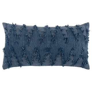 Rizzy Home Indigo Blue Frayed Chevron Throw Pillow