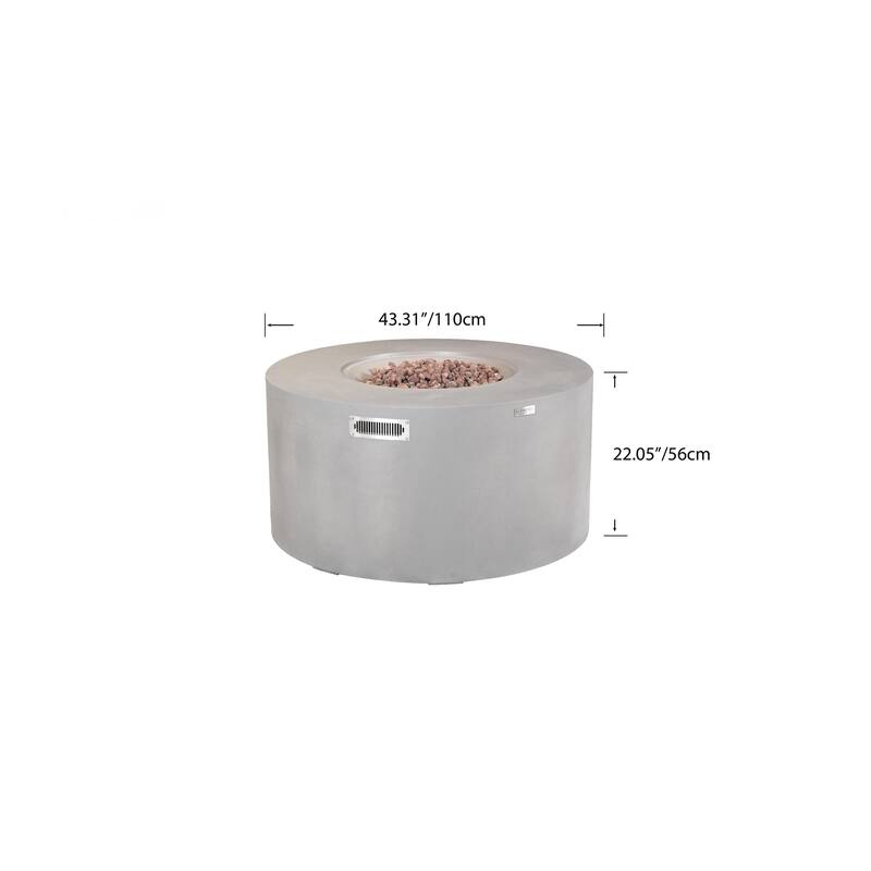 Elementi Pacaya 45,000 BTU Concrete Propane Fire Table with Built-In Propane Tank Storage - 43" x 43"