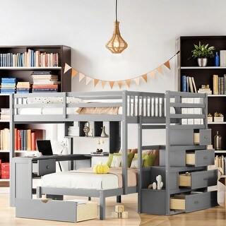 Storage-Savvy Design Full Over Twin Bunk Bed with 3 Additional Drawers