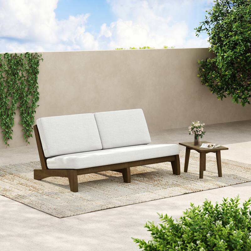 3-Seat Outdoor Sofa Set with Solid Wood Coffee Table, Weather-Resistant Cushions