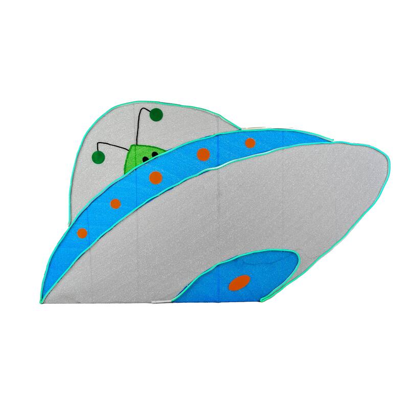 National Tree Company Halloween Pre Lit Lawn Decoration, Green, Alien Spaceship, LED Lights, Includes Garden Stakes, 35 Inches