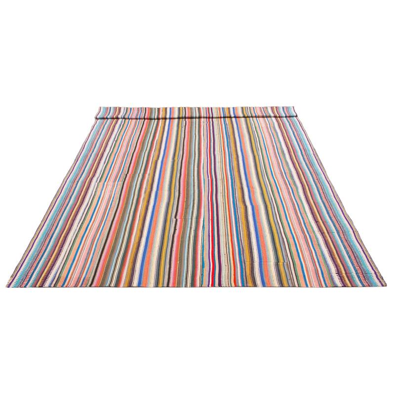 ECARPETGALLERY Flat-Weave Anatolia Patch Multi Color Wool Kilim - 9'8 x 14'2