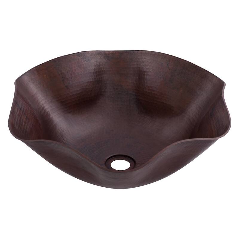 Miseno Antique Scalloped 16" Hammered Copper Vessel Bathroom Sink