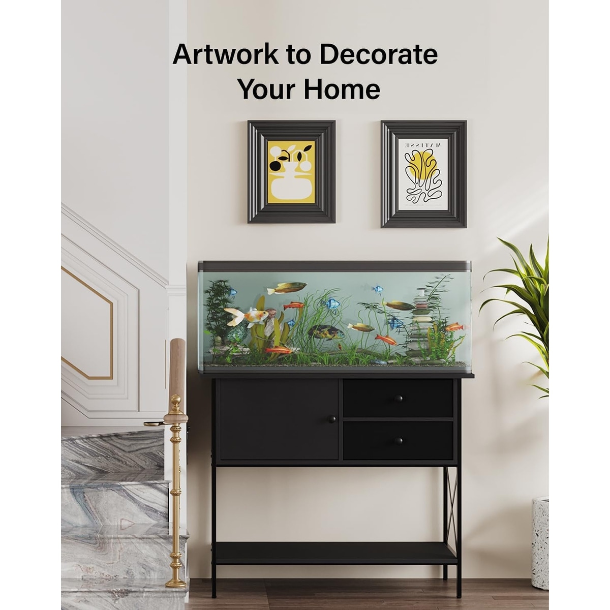CHERIE HOME 40 Gallon Aquarium Stand Metal Fish Tank Stand With Drawers Bed Bath Beyond 39983149