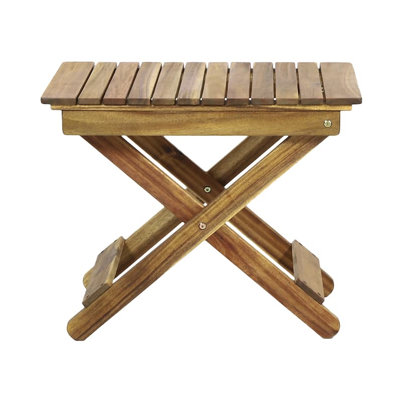 Outdoor Folding Wooden Side Table for Patio,Table Made of Acacia Wood