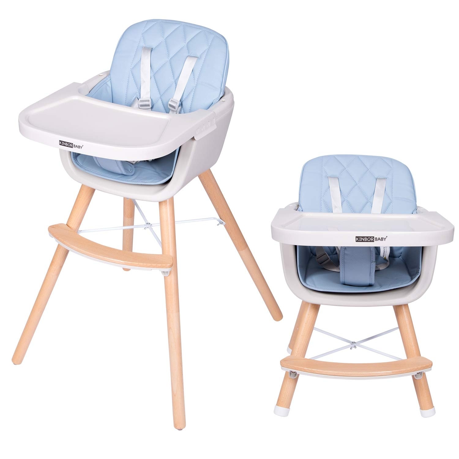 Kinbor Baby Wooden High Chair in Convertible Baby Highchair