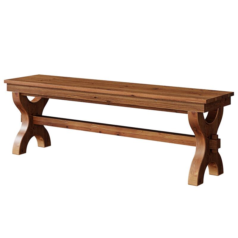 Solid Wood Entryway Bench, Farmhouse Dining Bench, Hallway Accent Seat Bench for Living Room Bedroom