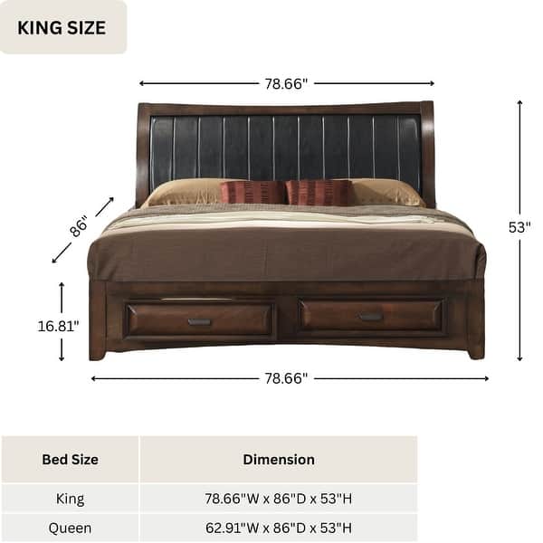Roundhill Furniture Broval Light Espresso Wood King-size Storage ...