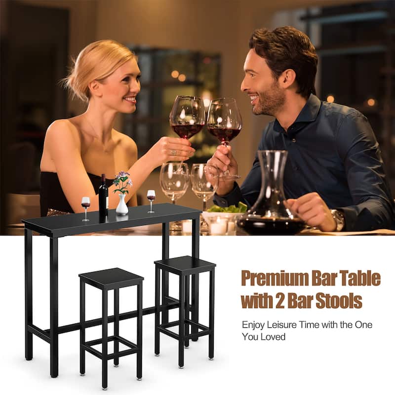 3 PCS Bar Table Set Pub Height Dining Table Set with 2 Stools
