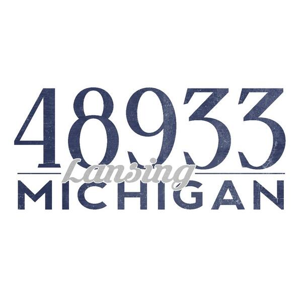 Shop Lansing Michigan 48933 Zip Code Blue Lantern Press Artwork Art Print Multiple Sizes Available 9 X 12 Art Print Overstock 27935972