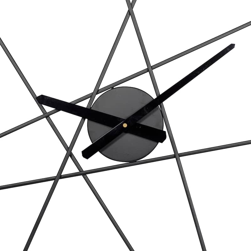 Black Iron Simple Modern Contemporary Abstract Round Wall Clock 24" - 24 x 2 x 24