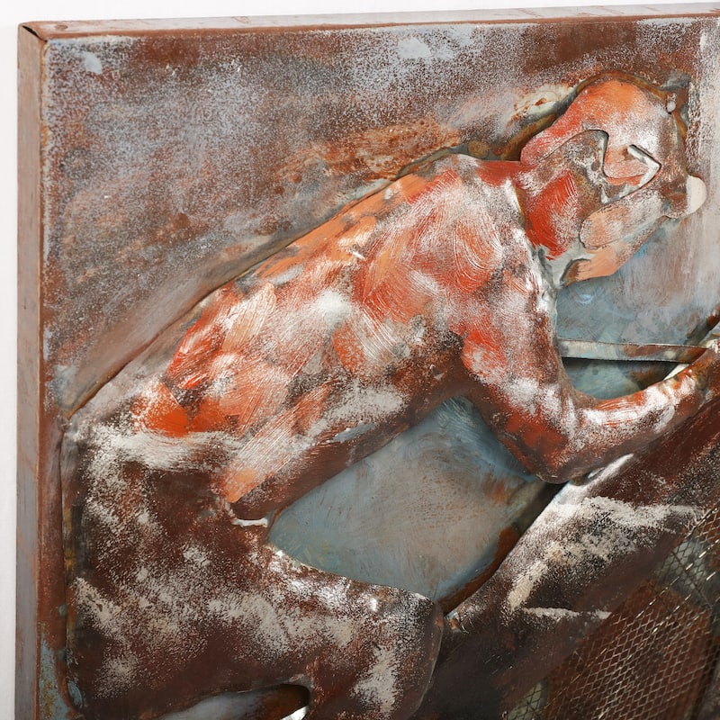 "Horse Race" Mixed Media Iron Hand Painted Dimensional Wall Art
