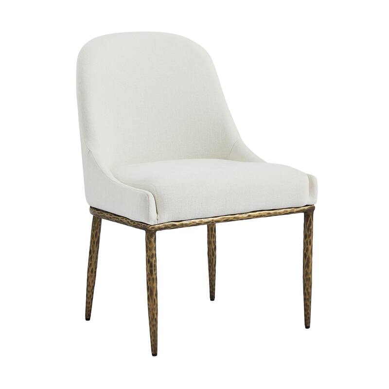 Christopher Knight Home - Ameson Modern Upholstered Dining Chairs with Hammered Metal Legs & Padded Seat, Set of 2 - Set of 2