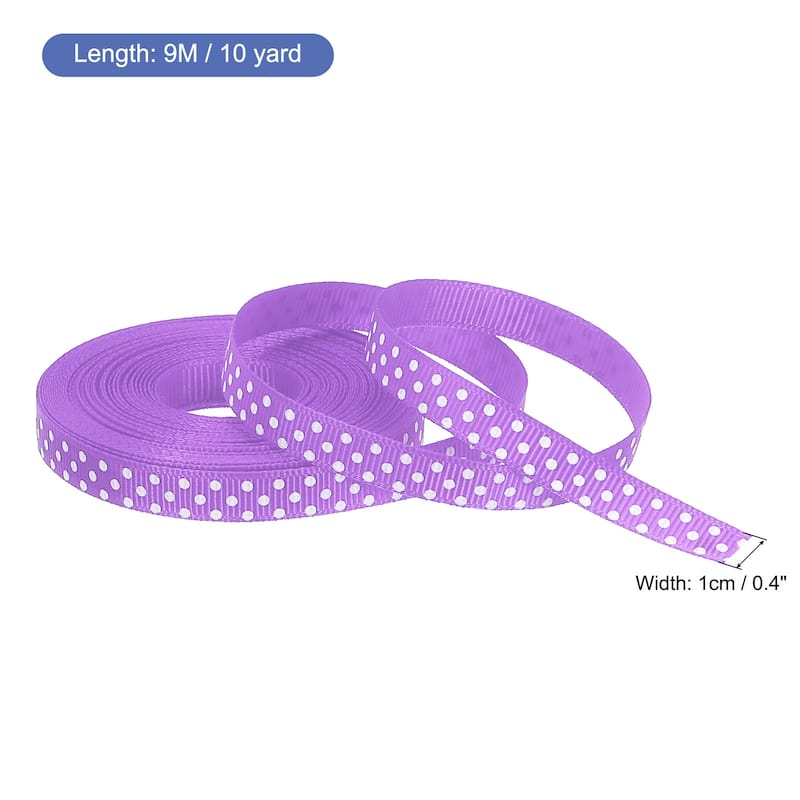 Grosgrain Ribbons with White Dots Ribbon Bow Decoration - Light Purple - 10 Yardx0.4 Inch