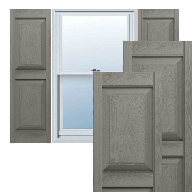 Builders Edge, Standard Two Equal Panels, Raised Panel Shutters, Includes Matching Installation Spikes (Per Pair) - 14.75"W x 43"H - Clay