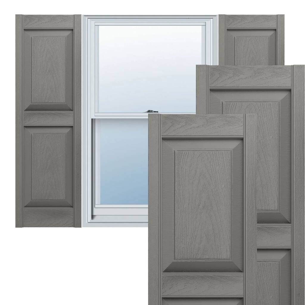 Builders Edge, Standard Two Equal Panels, Raised Panel Shutters, Includes Matching Installation Spikes (Per Pair)
